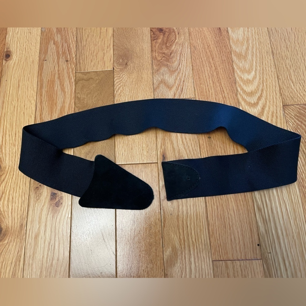 Genuine Leather Elastic Stretchy Belt Black Small Vintage